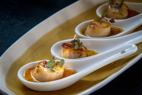 Scallops with Miso butter and perilla