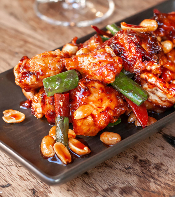 korean Fried Chicken with peanuts