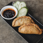 Beef rendang curry puffs with sweet soy and chilli sambal